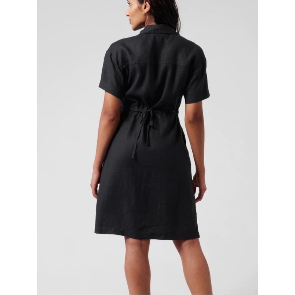 NWT Athleta Playa Linen Wrap V-Neck Dress with Pockets Summer Black Size 2 - Picture 5 of 12
